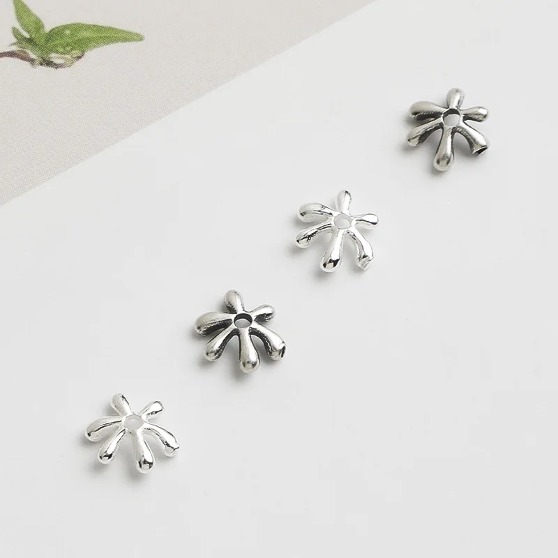 

2 шт., стерлингового серебра 925 пробы, свободные бусины в форме фейерверка, 6,5 мм, браслеты с кристаллами/жемчугом, серьги, серебряные шапочки из бисера, прокладка, ювелирные изделия «сделай сам»