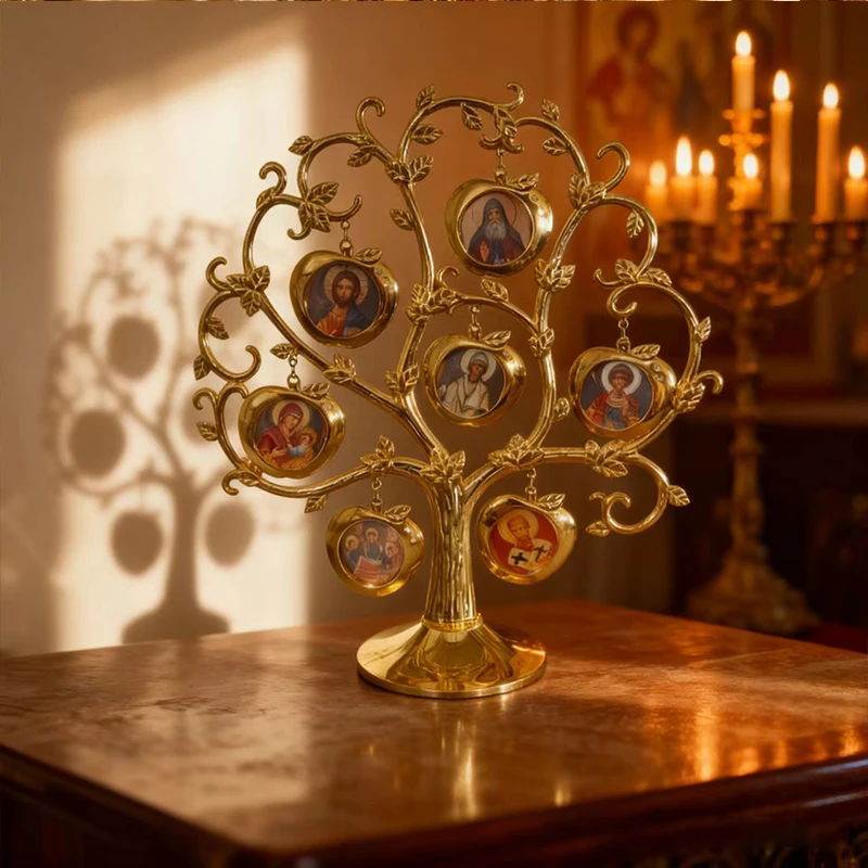 

New Eastern Orthodox Holy Statue Tree Golden Carving Prayer Religious Ornament Classic Holy Statue Hanging Style Family Worship