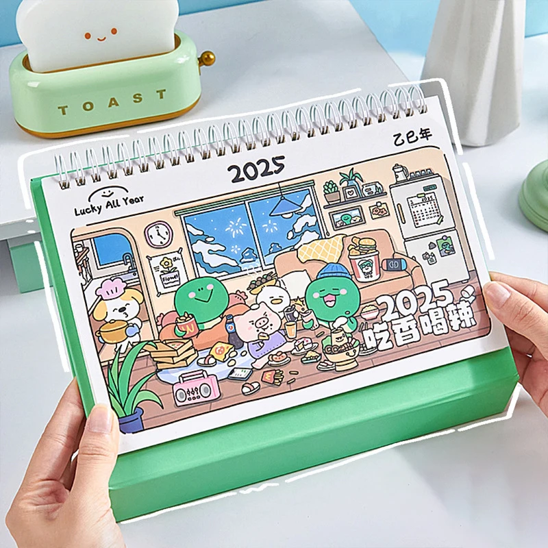 Calendario de escritorio del año de serpiente Kawaii de dibujos animados, bonito diario creativo, planificador semanal, adorno pequeño de escritorio de moda, suministros escolares, regalos