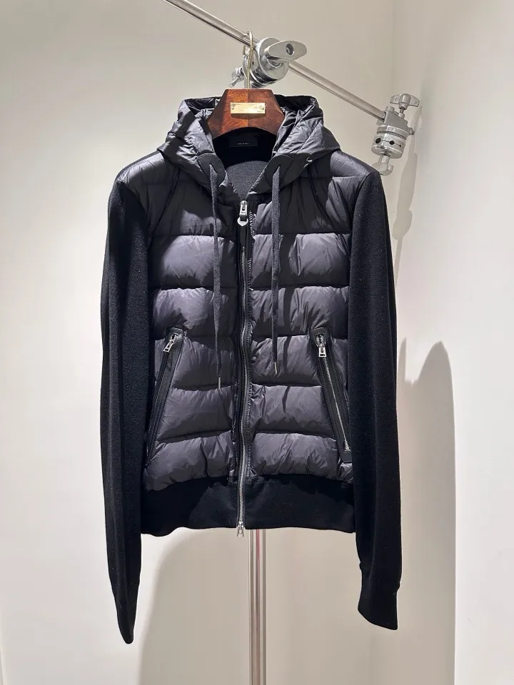 TF Men Hooded Down Jacket 2026 New Vintage Retro Motorcycle Style Zipper Front Warm Casual Coat