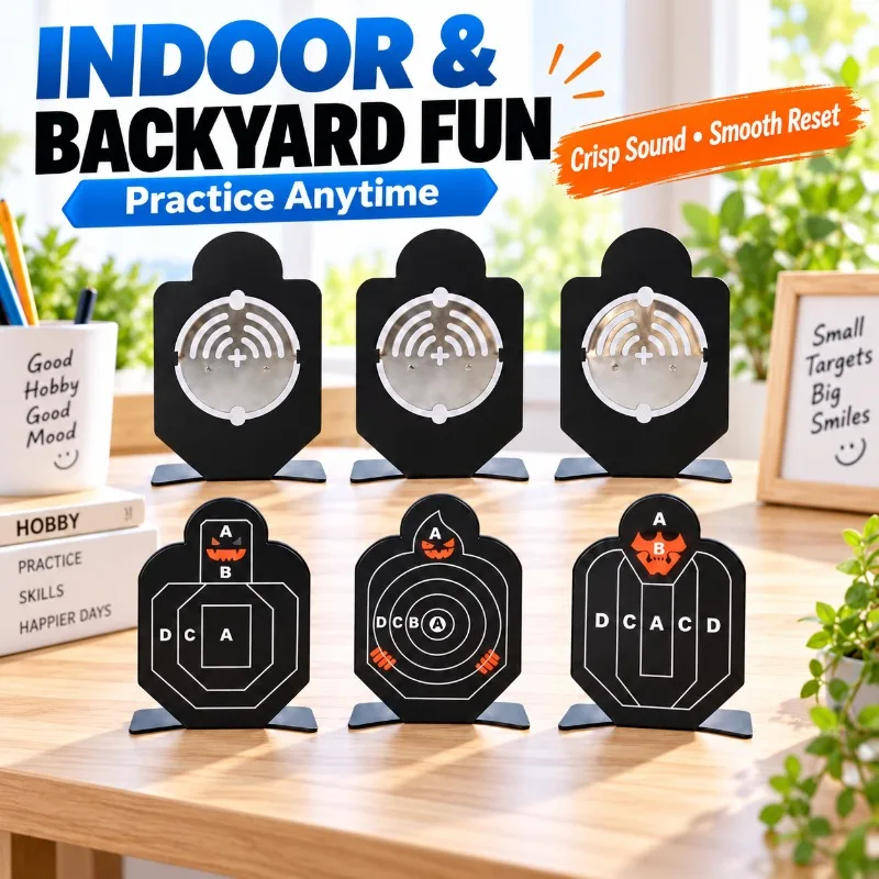Metal Reset Target Stand Type Game Accessory Hit Sound for Indoor Backyard Hobby Activities