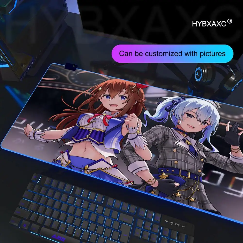 

Hoshimachi Suisei Аниме Коврик для мыши RGB Игровой коврик для мыши Настольный коврик HD Gamer Большой светодиодный светильник XXL Коврики для мыши ПК Компьютерный ковер