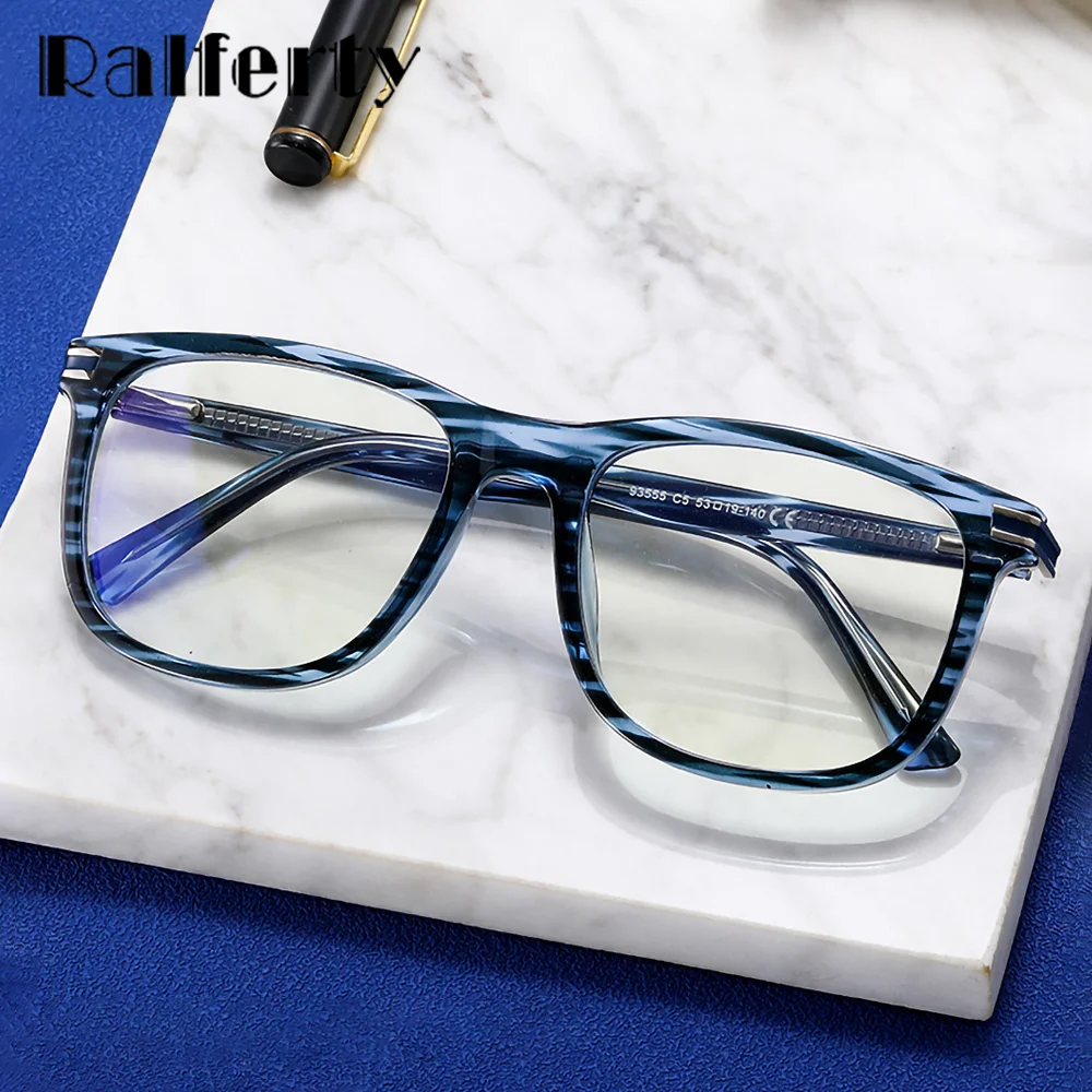 Ralferty Men's Eyeglass frames 2025 In Trend Square Eyepieces No Graduated Eye Glasses for Men Anti Blue Light Eyewear Male