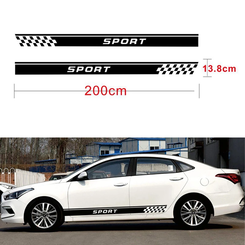 

Graphic Stickers Decals Vinyl Stripe Sports Waterproof Black Car Styling Body Side Door Racing