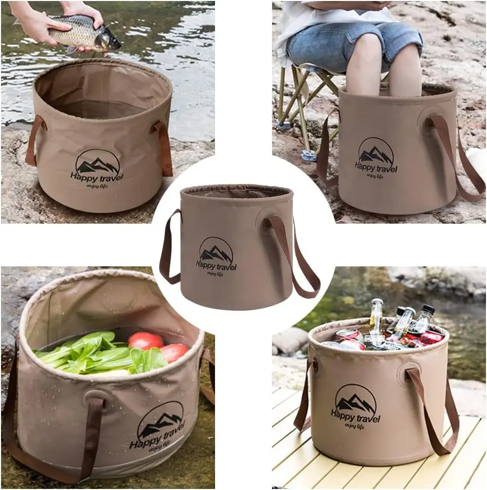 1-2PCS 5/10/20L กลางแจ้งมัลติฟังก์ชั่ถังพับได้สําหรับ Camping ตกปลาขนาดใหญ่ความจุแบบพกพากระเป๋าถือ