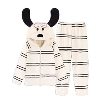 Cute Girl Cartoon Puppy Hooded Coral Fleece Pajamas Set Women's Winter New Thickened Large Size Loungewear Pajamas for Women - Image 4