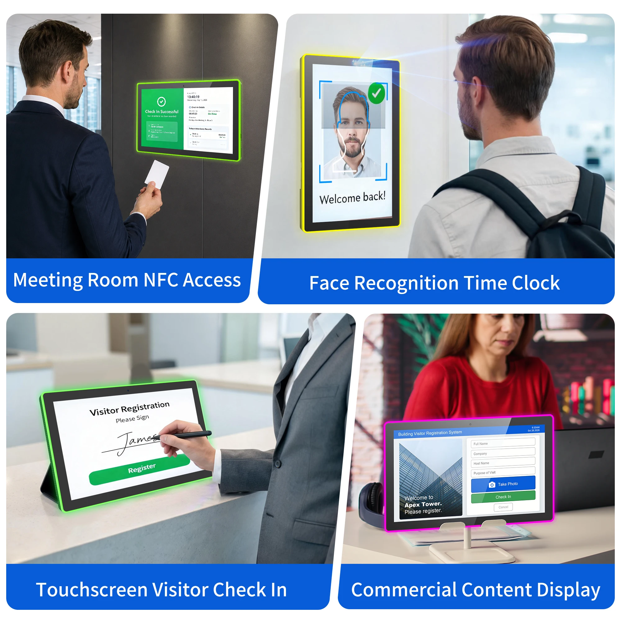 New 15.6 Inch Android 16 Commercial Tablet RK3576S 1920x1080 4GB RAM WiFi 6 NFC PoE RGB LED Touch Screen Project Integration