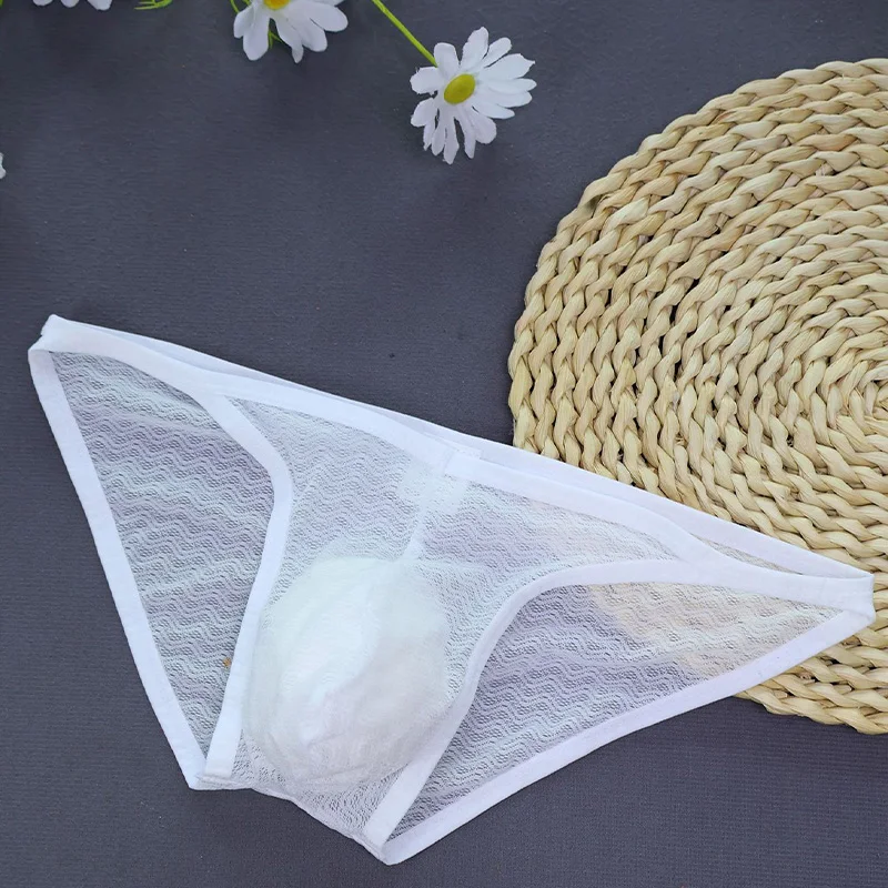 

Мужские сексуальные жаккардовые трусы с боковым пространством, дышащие трусы, кружевное прозрачное нижнее белье для горячего мужского белья, мужские треугольные трусики