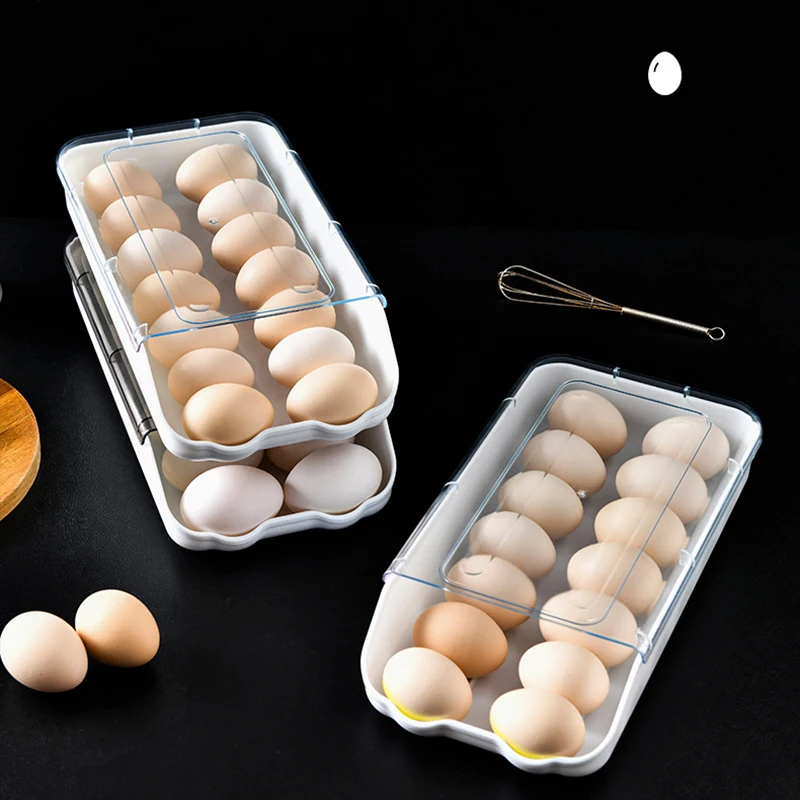 Egg Storage Box Egg Tray Containers Kitchen Refrigerator Eggs Plastic Dispenser Airtight Fresh Preservation Eggs Holder