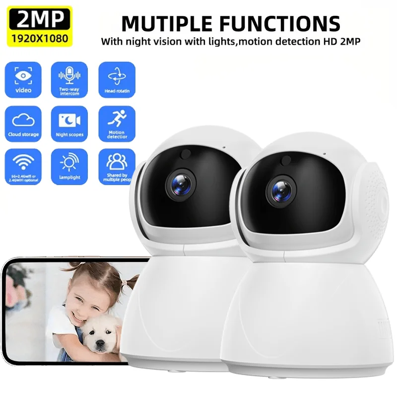 

1080P HD WiFi Security Camera with Auto Tracking Full Color Night Vision & 2-Way Audio - Smartphone Compatible Home Surveillance