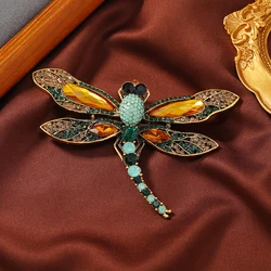 Morkopela Vintage Dragonfly Brooch Luxury Crystal Insect Pin Brooches For Women Party Banquet Pins Clothese Accessories