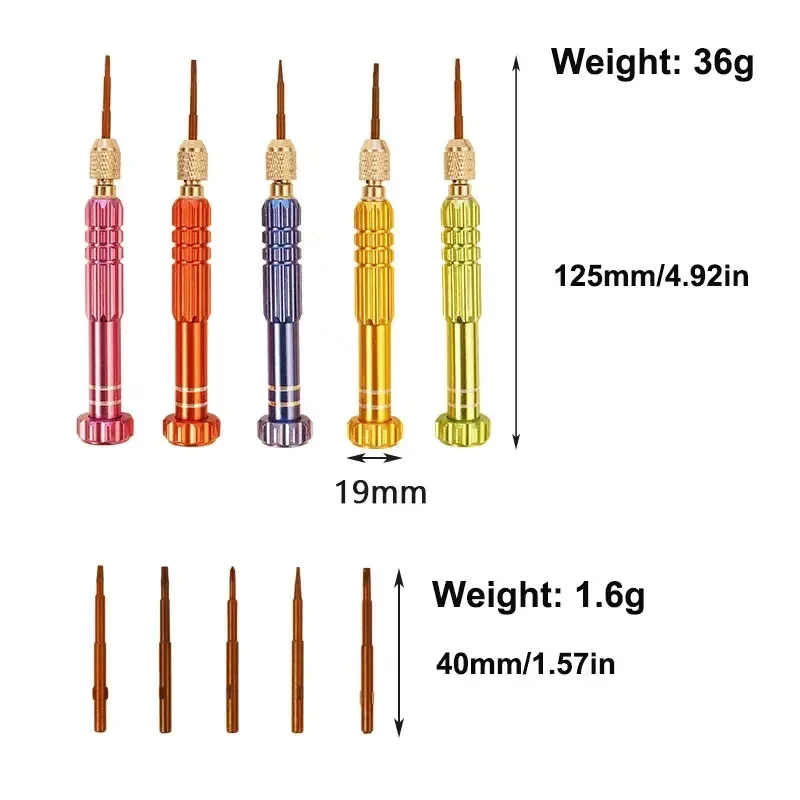 5 in 1 Phone Open Repair Tools Kit Aluminum Alloy Mini Screwdriver ToolsMini Screwdriver Screw driver for iPhone DIY Mobile