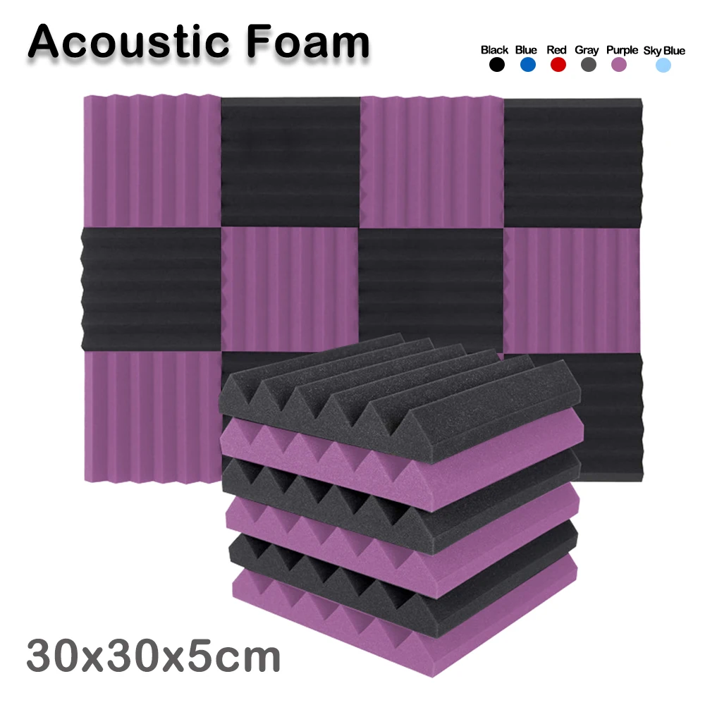 

12/24/Pcs 30x30x5cm Studio Acoustic Foam Panels SoundProofing Wall Panel Sponge Pad Absorption Treatment Wall KTV Room Decorate