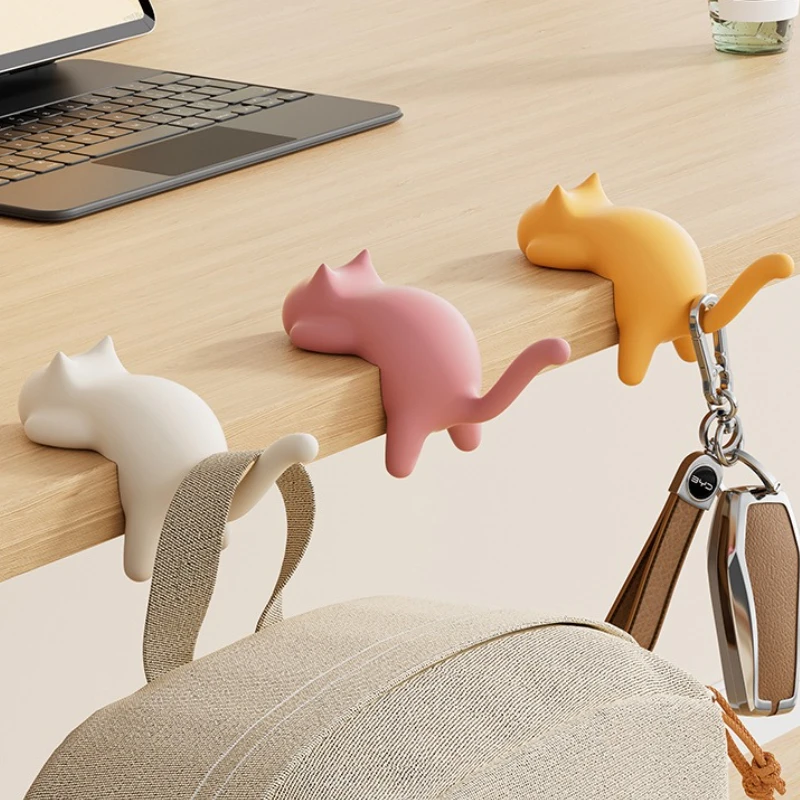 

Cat Hooks Table Edge Traceless, No Punching Backpack Hook Desk Specific Side Multifunctional Bag Hanger Multi-Purpose Hooks