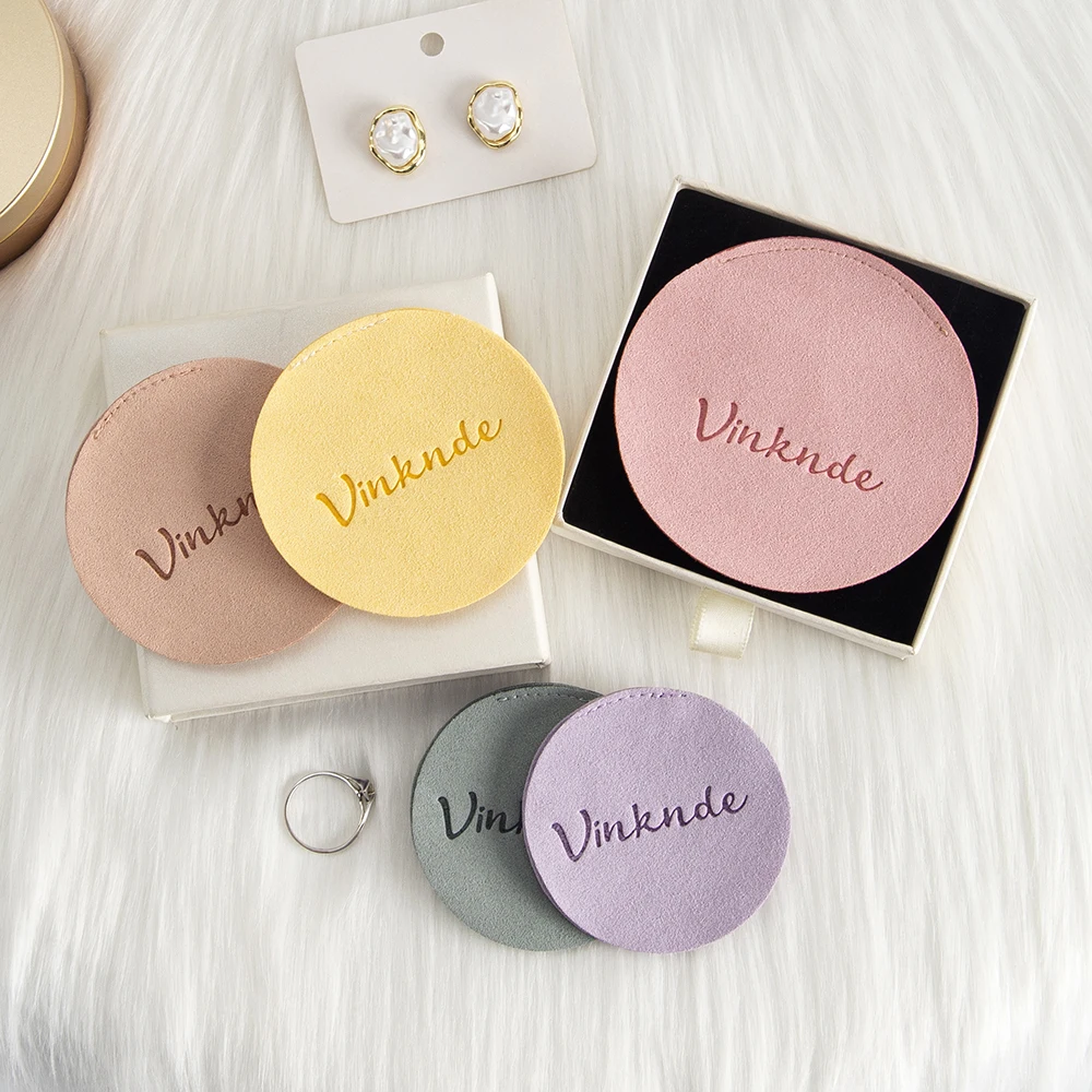 

Custom Logo 7x7cm Microfiber Jewelry Bag Ring Earrings Bracelet Necklace Studs Organizer Round Pouch Wedding Favos Box Accessory