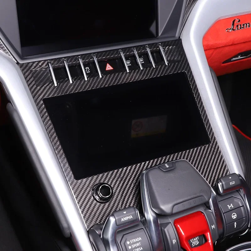 100% Carbon Fiber Car Center Console Air Condition Button Switch Frame Cover Trim Accessories For Lamborghini URUS 2018-2021