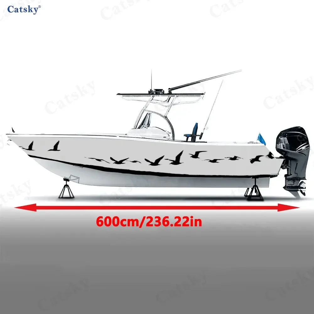 2Pcs Wings & Waves Boat Stickers, PVC Waterproof Durable Vinyl Wrap Decals for Fishing Boats, Durable and Stylish Design