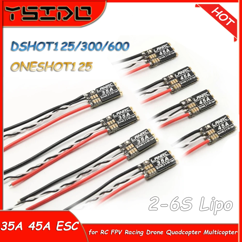 

4 шт. 35A 45A ESC BLHeli_S BLS 2-6S Lipo электронный регулятор скорости для RC FPV гоночного дрона Квадрокоптер Мультикоптер RC Запчасти