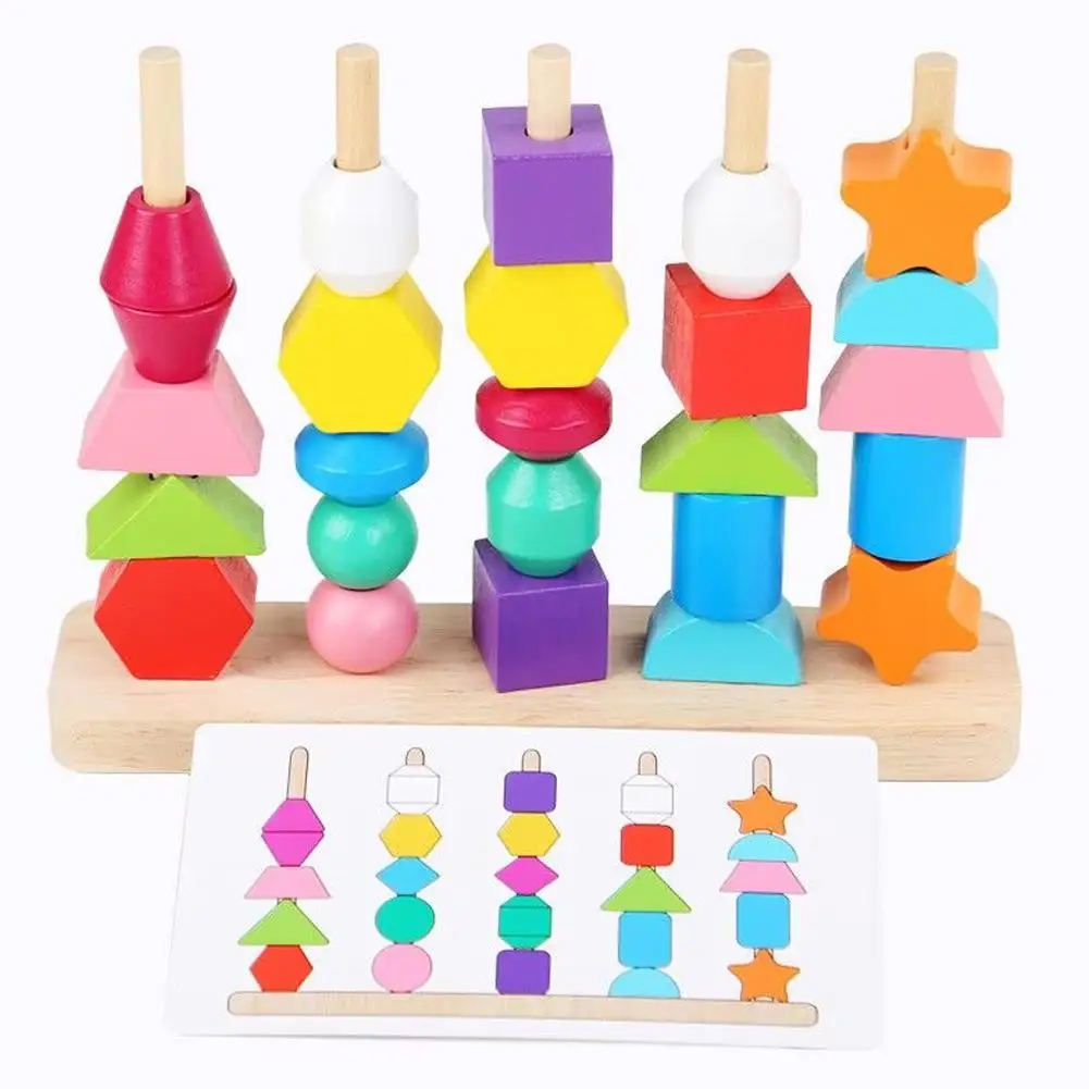 Holz spielzeug Farbform passendes Puzzlespiel bunte Perlen Farbe Erkenntnis frühes Lernspiel zeug Geschenk für Kinder Kinder d1m0