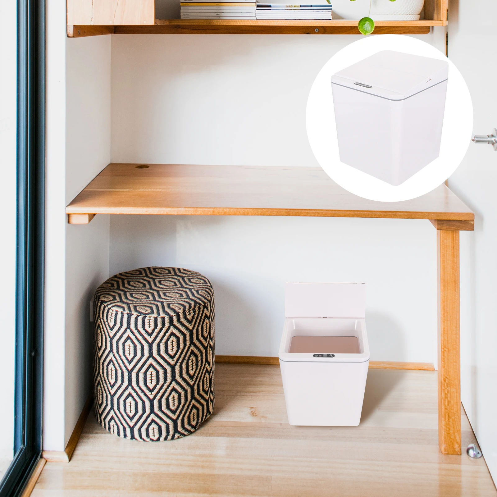 

Electric Trash Can Tissue Box Snack Garbage Cans Organizer with Sensor Intelligent Containers Stripe