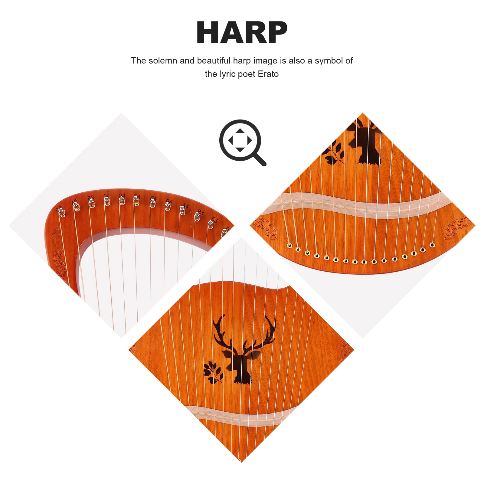 

16 String Wood Harp Ancient Style Lyre Orchestral String Instrument For Beginner Intermediate Players Solid Wood 16 Strings Harp