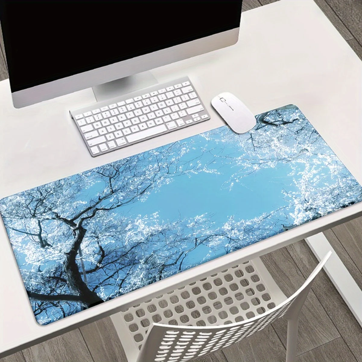 

Коврик для стола Winter Cherry Blossom XXL, игровой коврик для мыши, резиновый, нескользящий, для компьютерной клавиатуры