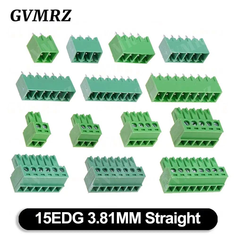 5Set/lot 15EDG 3.81mm PCB Seal Screw Terminal Block 2 ~ 12 Pin KF15EDG 3.81 Male Plug + Female Socket Pin Header Wire Connector