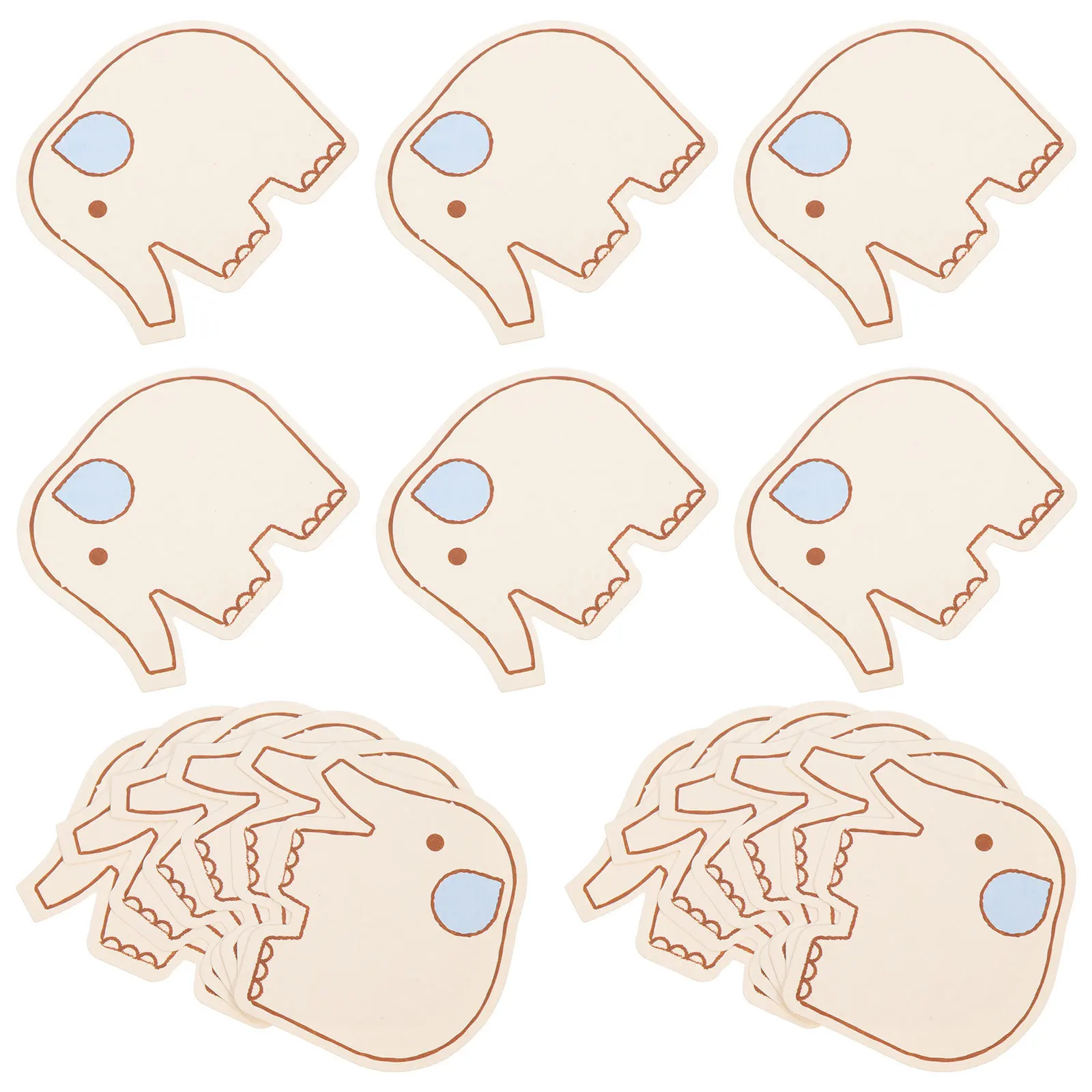 

60Pcs Paper Blank Elephant Memo Cards Curved Edges Smooth Writing Note Cards for Study Office Planning and DIY Message Supplies