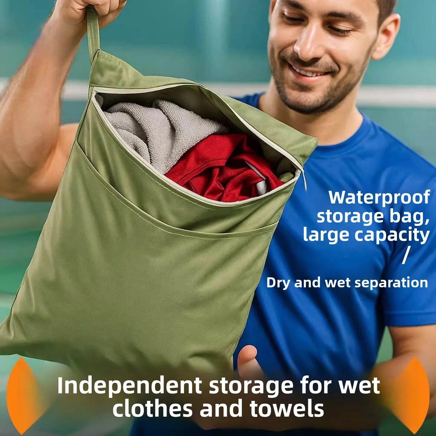 

Waterproof Large Capacity Zipper Portable Sports Wet Clothes Dirty Clothes Bag Swimming Suit Storage Bag Travel Organizer