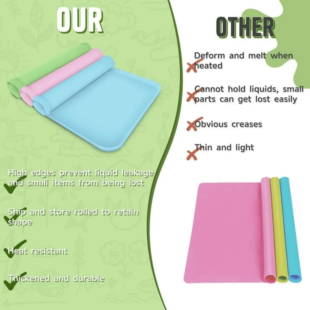 Silicone Painting Mat Non-Slip Leak-Proof DIY Craft Tray Washable Reusable Graffiti Clay Art Pad For Crafts Drawing Clay
