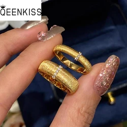 QEENKISS Gold Shiny Open Rings For Women Men Wedding Party Birthday Christmas Groom Bride Couple Lovers Boy Girl Gifts RG5226