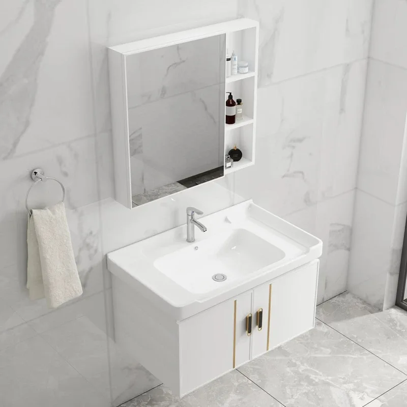 

Modern All-in-One Waterproof Moisture-Proof Wall-Mounted Bathroom Washbasin Cabinet Small Apartment Bathroom Vanities