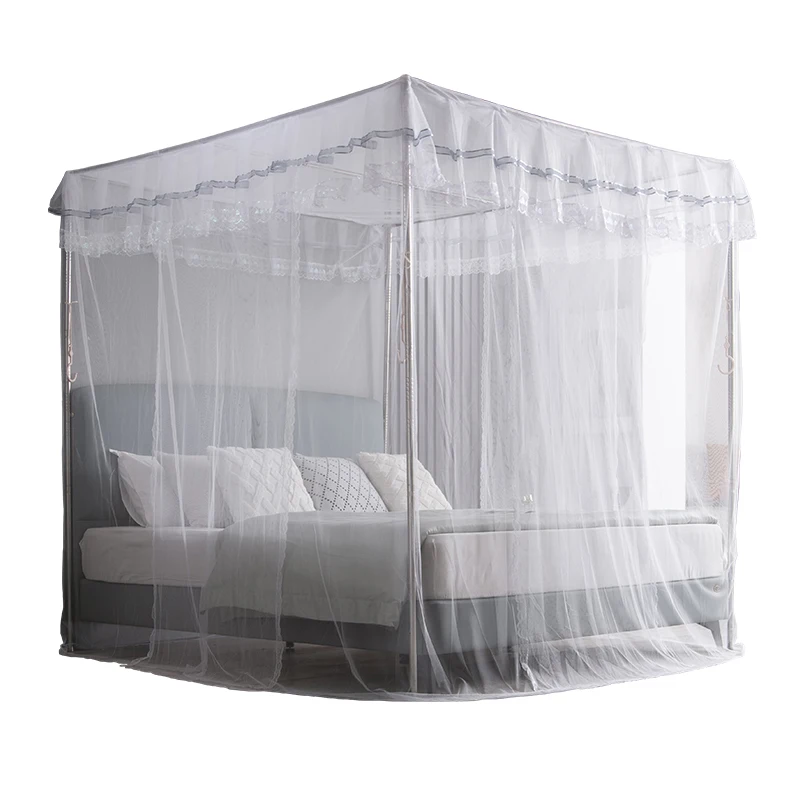 stainless steel floor-to-ceiling mosquito net, thickened bracket, pipe, household square top three-door encryption princess 1.8m
