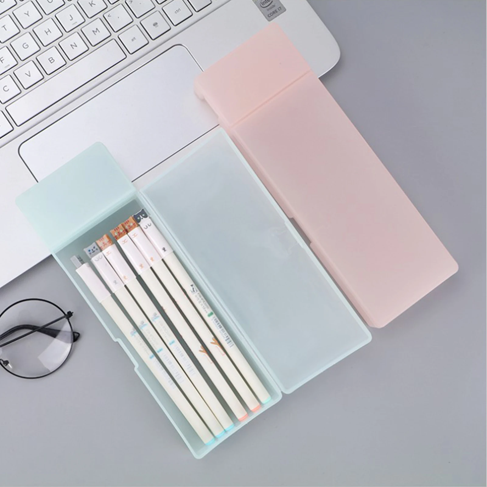 

6 Pcs Pen Box Stationery Storage Plastic Pencil Case Translucent for Students Multifunction