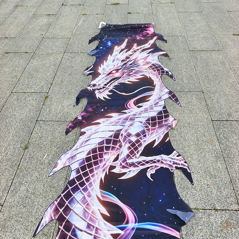 Picture 7: Outdoor Fitness Dragon & Phoenix Poi Set,  3D Dragon Head with Holographic Crystal Blue Wider Body Flowy Kit for Yoga & Exercise