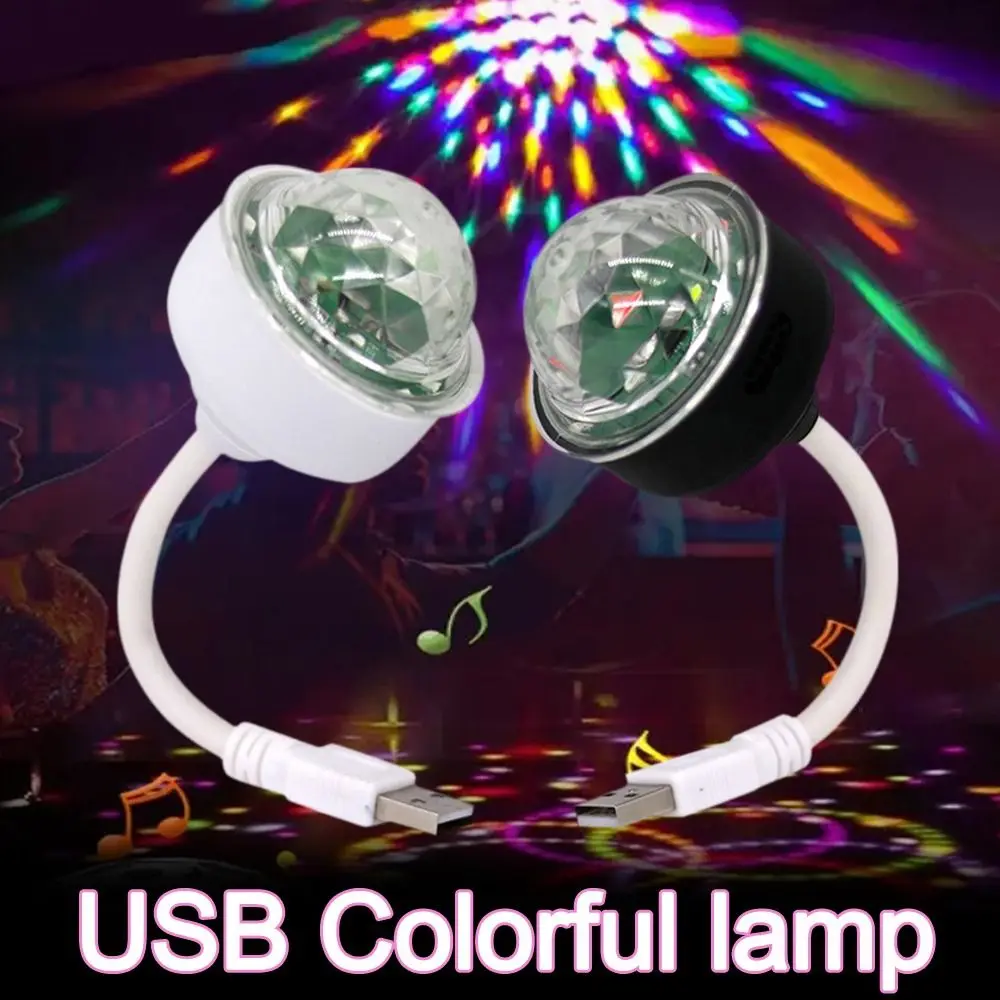 Rotating Disco Light Romantic Built-in Sound Sensor Colorful Magic Ball Light USB RGB Stage Lights Party Decoration