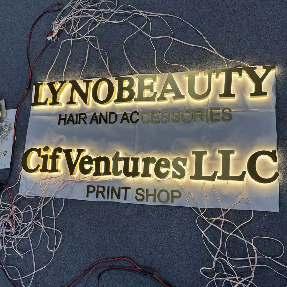 Custom Metal Lighted Letters 3D LED Backlit Sign Personalized Business Logo Wall Art Decor for Store Office Restaurant