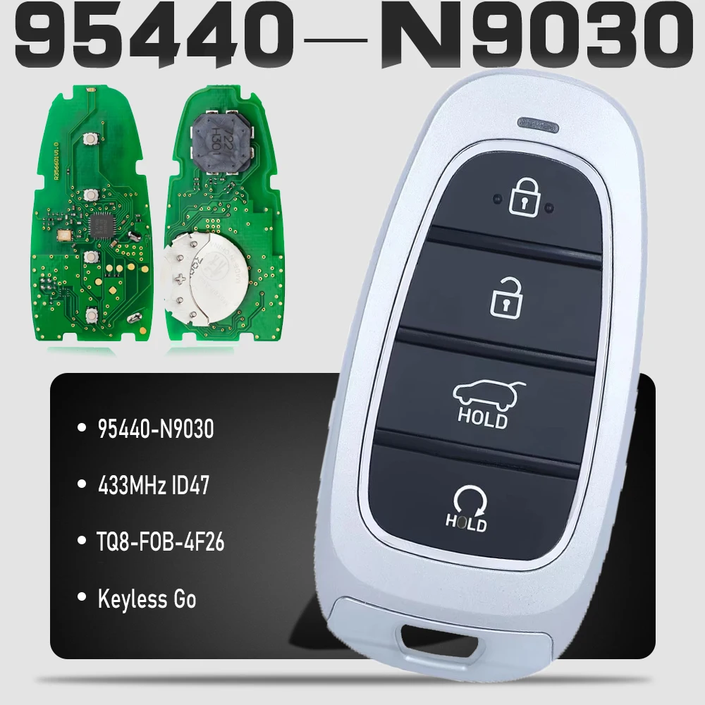 

Умный ключ-пульт KEYECU 95440-N9030, 4 кнопки, 433 МГц, ID47, для Hyundai Tucson 2021, 2022, 2023