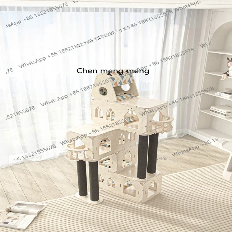 D5556 Cat nest cat tree integrated imported birch solid wood multi-layer cat frame wooden castle v190717