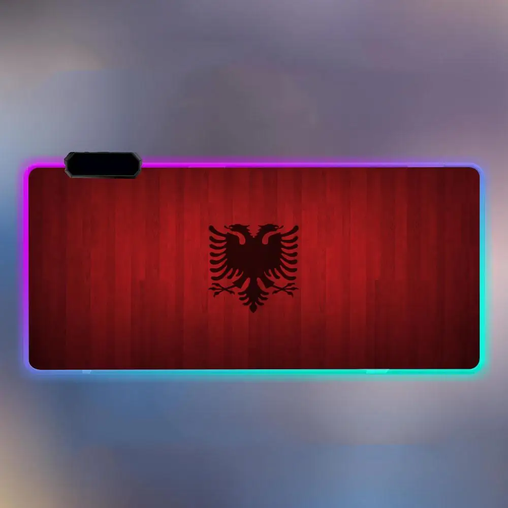 A-Albania A-Albanians F-Flags Mouse Pad Luminous Desk Mouse Pad RGB Computer Laptop Anime Keyboard Mouse Mat Keyboard LED Mousep