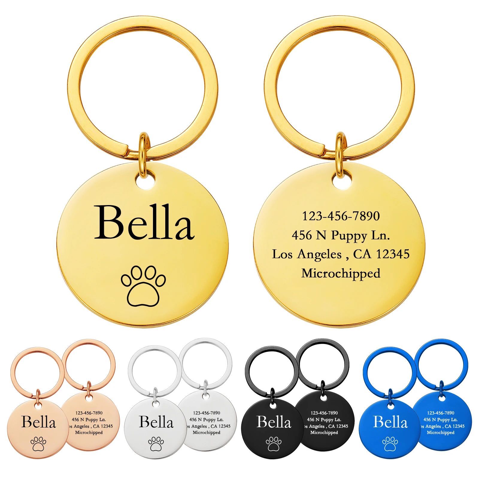 

Dog Collar Address ID Tags Personalized for Dogs Cats with Free Engraving Customizable Medal Accessories