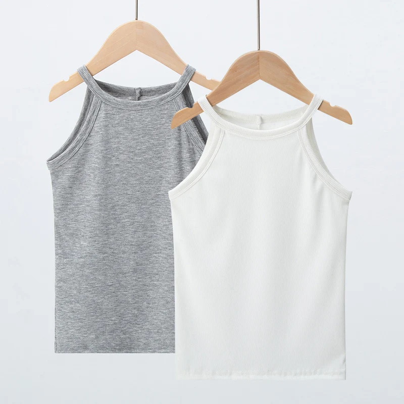 1/6 Piece Children\'s Four Seasons Camisole Girl Solid Color Fashion Sleeveless T-shirt Multi-color Matching Combination Top.