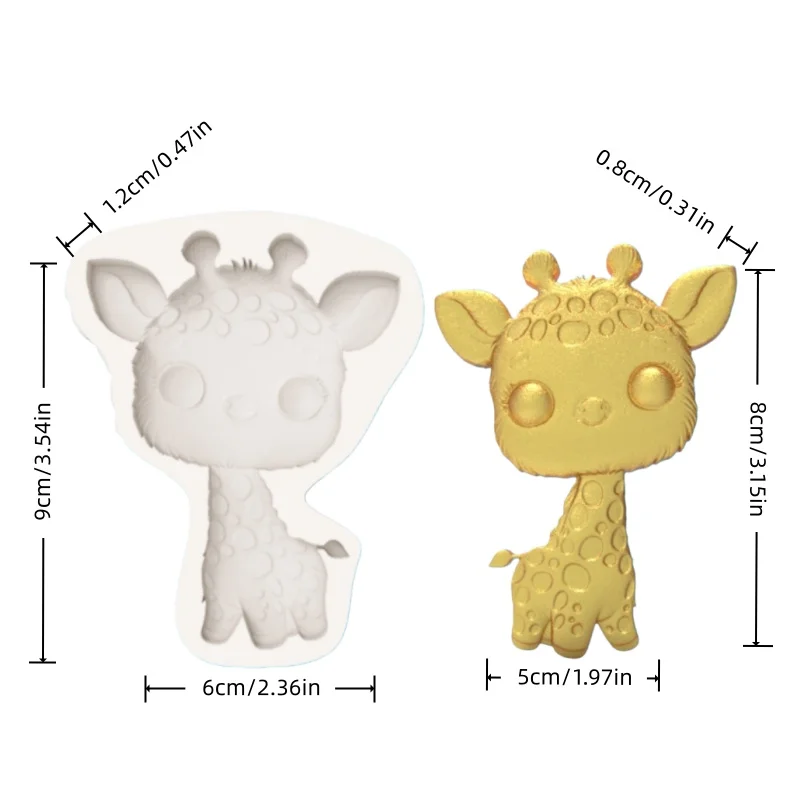 Cartoon Giraffe Dessert Mold, Big-Eyed Cute Design Mold, Chocolate Cake Fondant Decoration DIY Silicone Mold