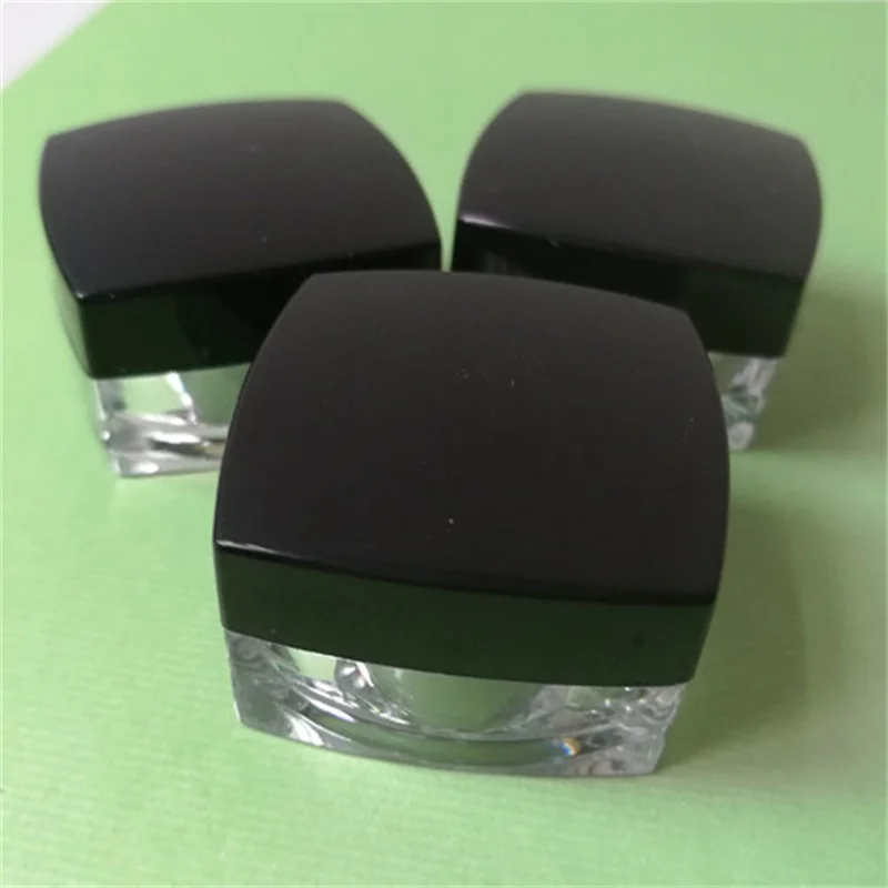 10/30/50pcs 5g Empty Jar Powder Box Square Cream Packing Bottle Black Cover High-grade Acrylic Transparent Cosmetic Container