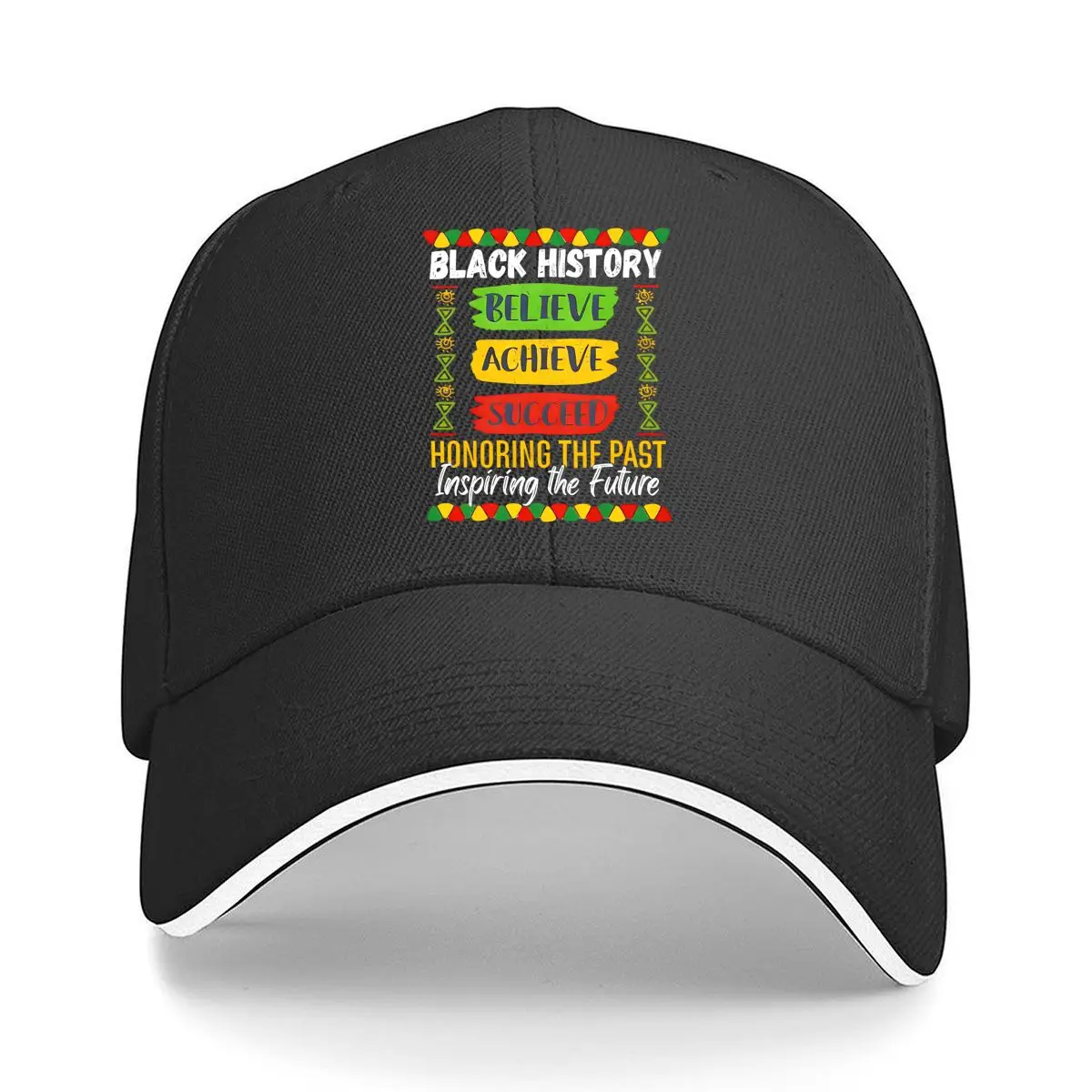 Black History Believe Achieve Succeed Sandwich Baseball Cap