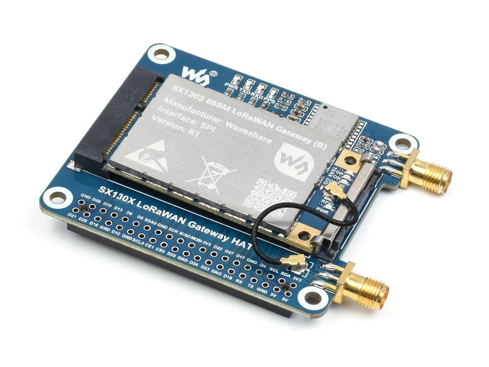 SX1302 Topi Gateway LoRaWAN 868M/915M, untuk Raspberry Pi, Transmisi Jarak Jauh, Kapasitas Besar, Dukungan Multi-band