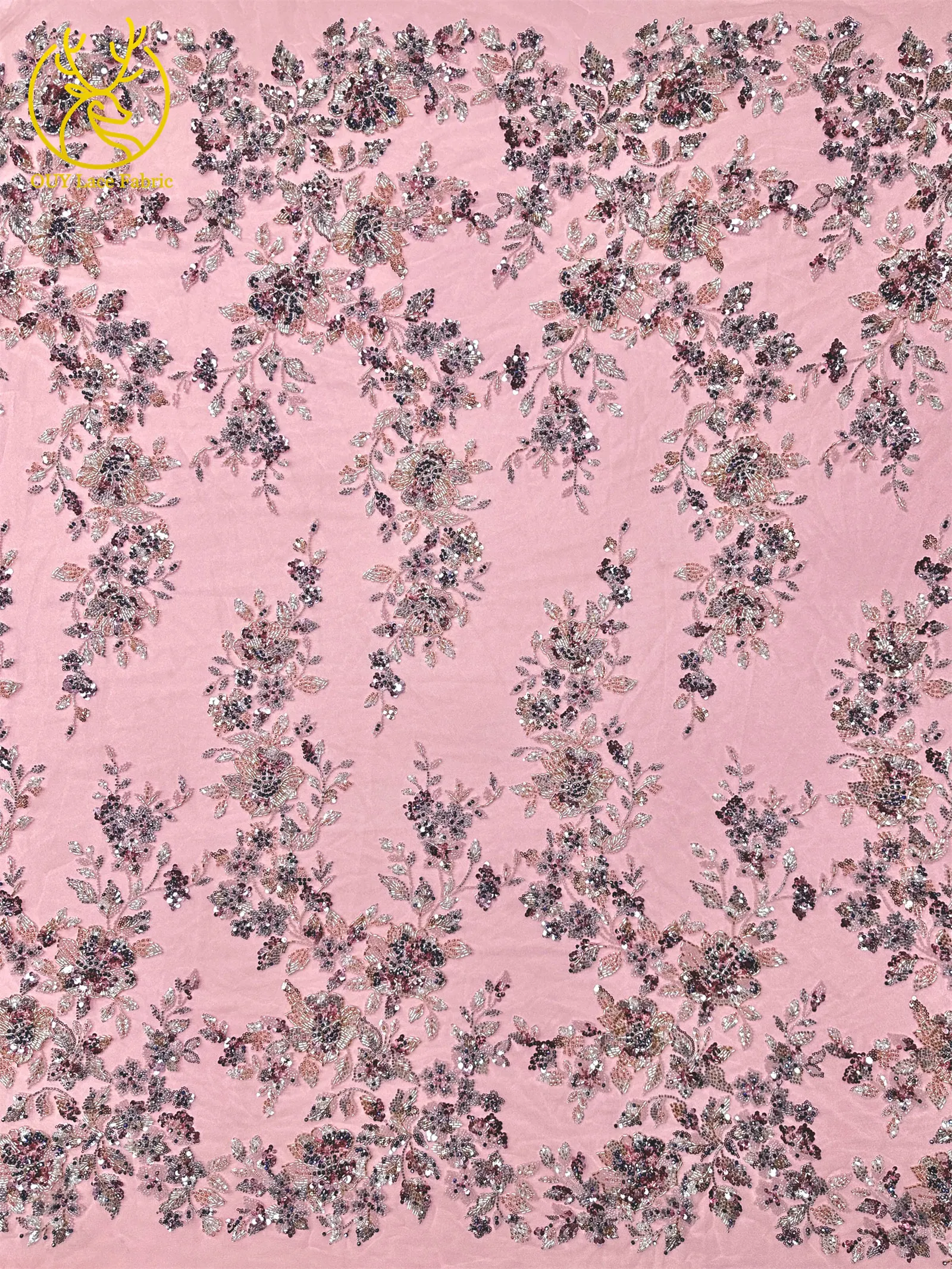 Elegantes neues Design, nigerianischer handgefertigter, stark perlenbesetzter Spitzenstoff, luxuriöse afrikanische französische Pailletten-Spitze für Damen-Partykleider zum Nähen – Detail 6