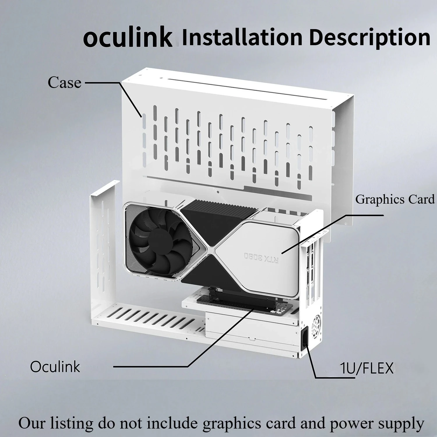 Oculink EGPU Graphics Card GPU Dock For Laptop / Mini PC 64GB/s PCI-E 4.0 X4 FLEX 1U Power Portable White External GPU Enclosure