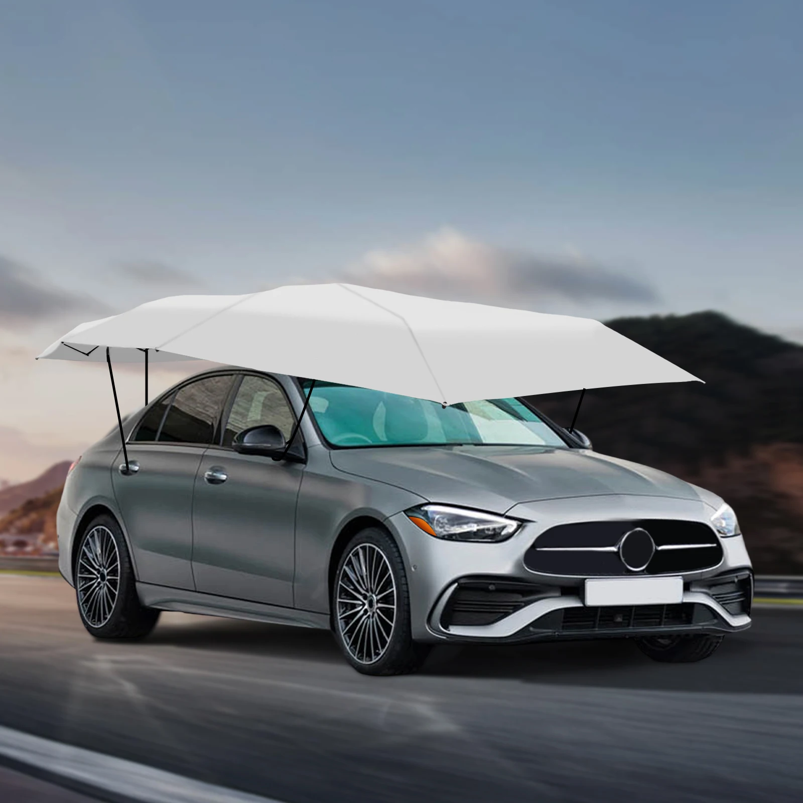 Car Tent, Car Sunshade Mobile Awning, Car Canopy, 4.6m Semi-Automatic Shade Shelter, UV Waterproof Anti-Theft, RV SUV Outdoor Auto Camping Cover