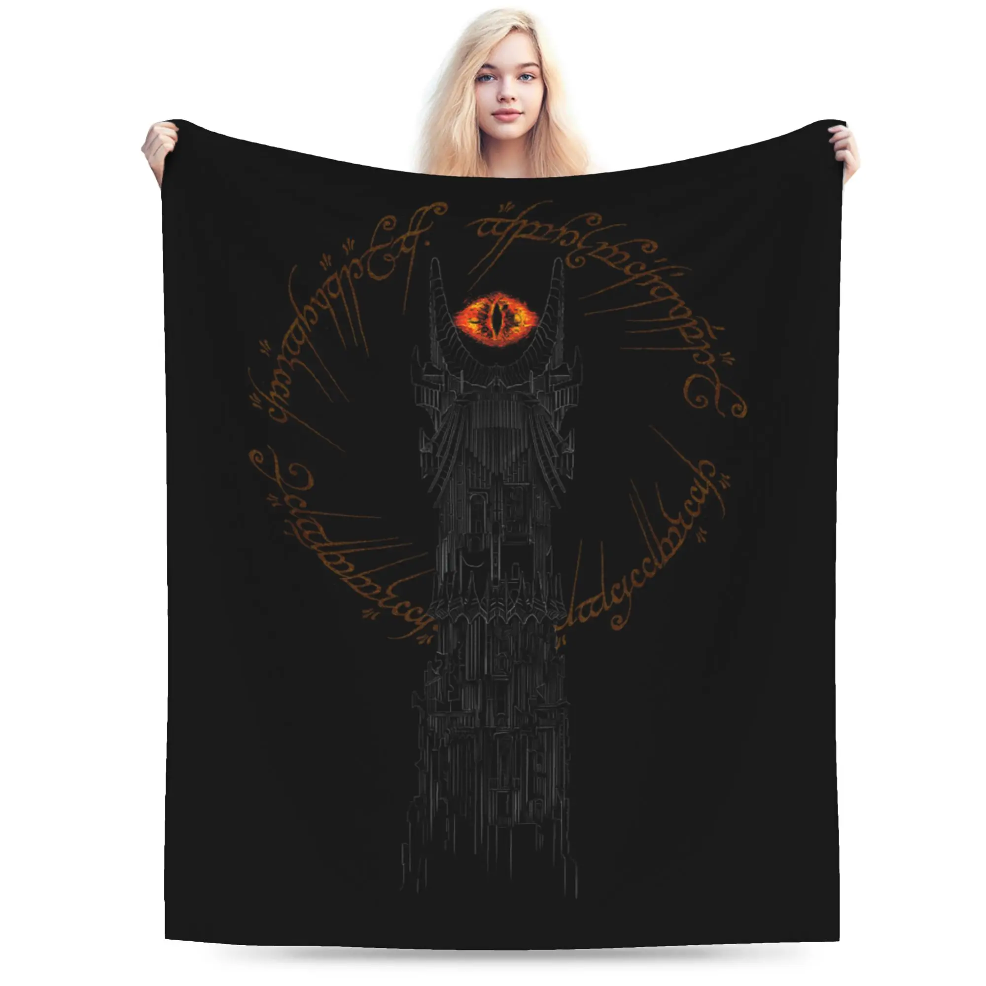 L-Lords Of The R-Rings Tower of Mordor Blanket Flannel Summer  Portable Super Warm Throw Blanket for Bed Bedroom Rug Piece